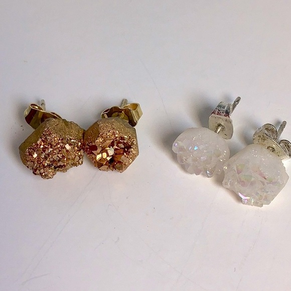 DRUZY Raw Stone Earrings Set 2 pair - Picture 2 of 4